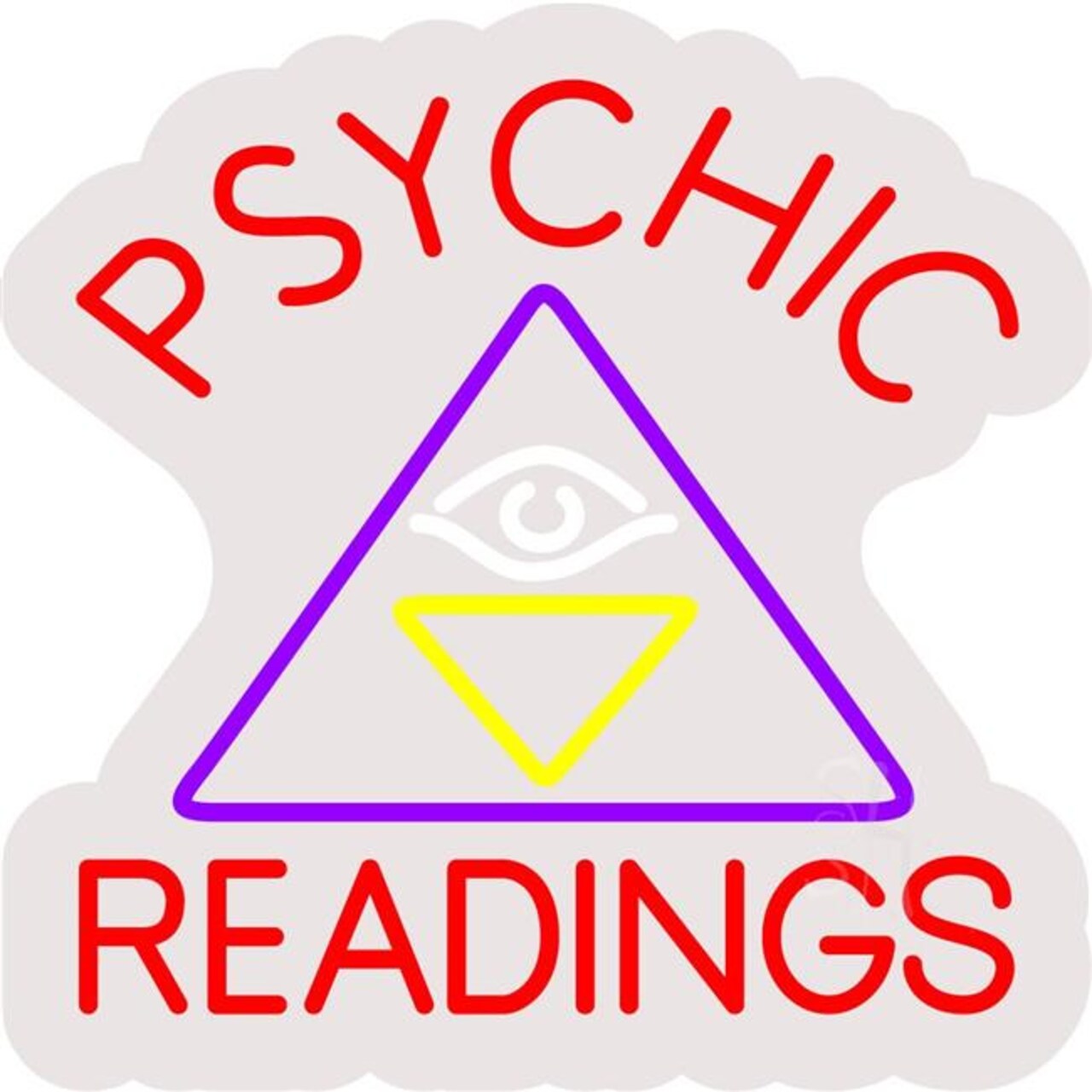 Everything Neon  Psychic Readings Contoured Clear Backing LED Neon Sign 16 x 16 - inches